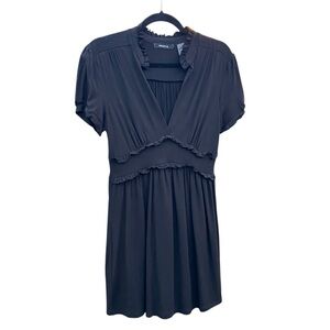 Arden B Black Ruffle Trim Empire Waist Mini Dress Coquette Balletcore